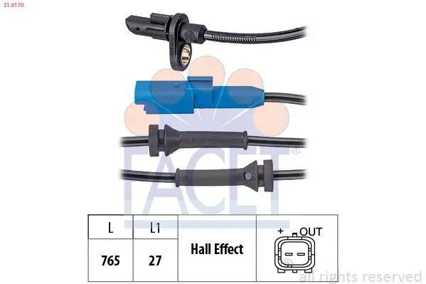 Sensor, Raddrehzahl FACET 21.0170