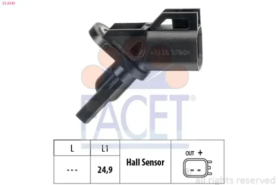 Sensor, Raddrehzahl FACET 21.0181 Bild Sensor, Raddrehzahl FACET 21.0181
