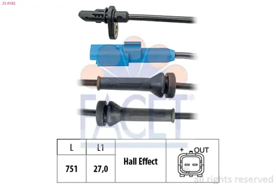 Sensor, Raddrehzahl FACET 21.0182 Bild Sensor, Raddrehzahl FACET 21.0182