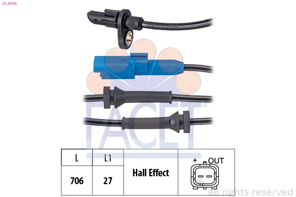 Sensor, Raddrehzahl FACET 21.0194