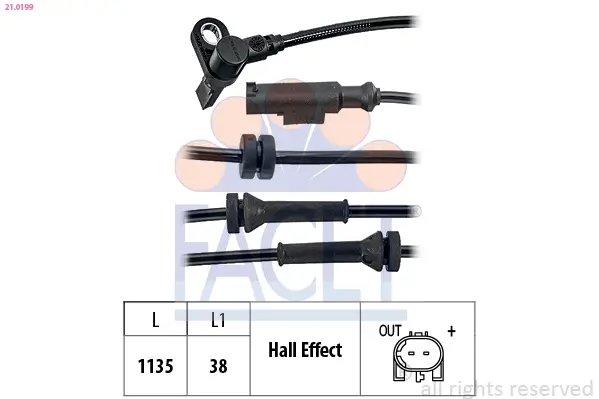 Sensor, Raddrehzahl FACET 21.0199