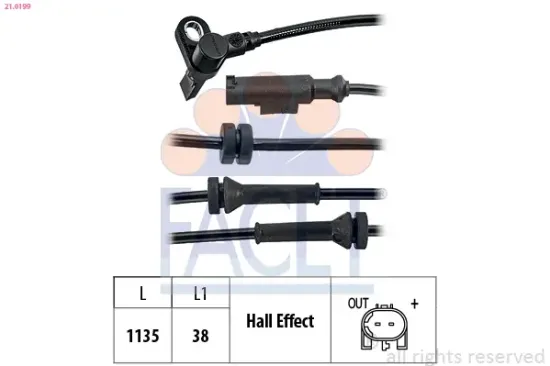 Sensor, Raddrehzahl FACET 21.0199 Bild Sensor, Raddrehzahl FACET 21.0199