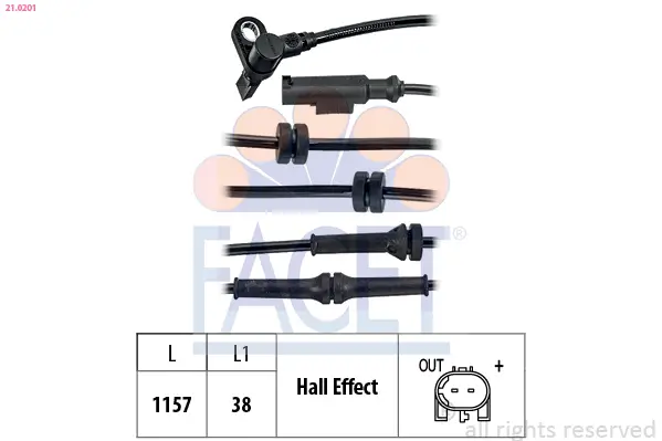 Sensor, Raddrehzahl FACET 21.0201