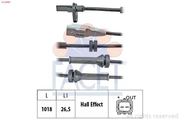 Sensor, Raddrehzahl FACET 21.0209