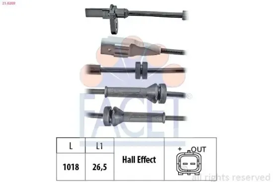 Sensor, Raddrehzahl FACET 21.0209 Bild Sensor, Raddrehzahl FACET 21.0209