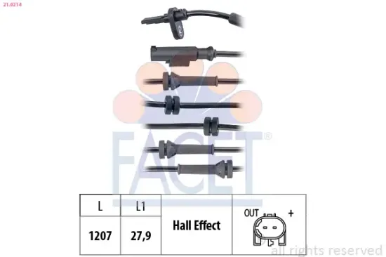 Sensor, Raddrehzahl FACET 21.0214 Bild Sensor, Raddrehzahl FACET 21.0214