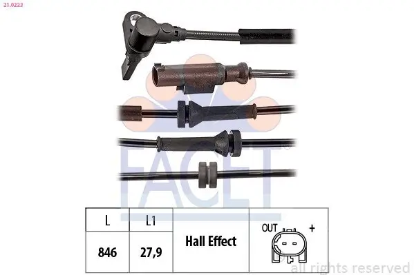 Sensor, Raddrehzahl FACET 21.0223