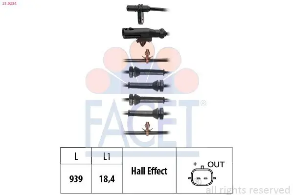 Sensor, Raddrehzahl FACET 21.0234