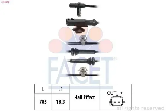 Sensor, Raddrehzahl FACET 21.0240 Bild Sensor, Raddrehzahl FACET 21.0240