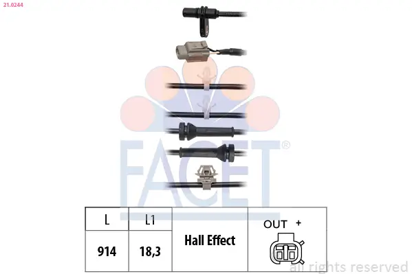 Sensor, Raddrehzahl Hinterachse links FACET 21.0244