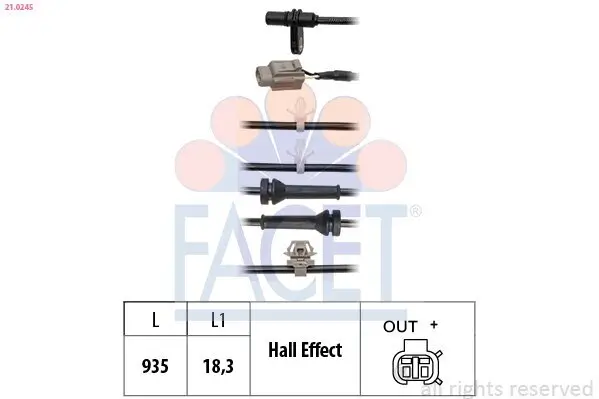 Sensor, Raddrehzahl FACET 21.0245