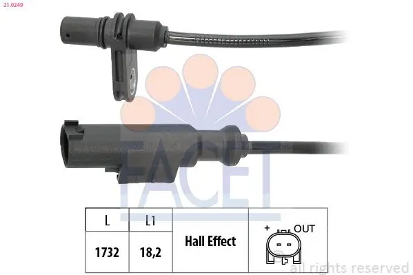 Sensor, Raddrehzahl FACET 21.0249 Bild Sensor, Raddrehzahl FACET 21.0249