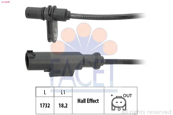 Sensor, Raddrehzahl FACET 21.0249