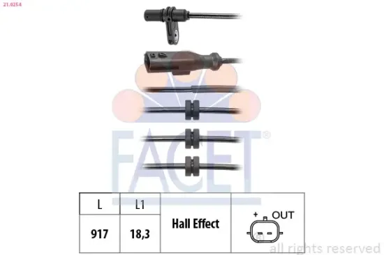 Sensor, Raddrehzahl FACET 21.0254 Bild Sensor, Raddrehzahl FACET 21.0254