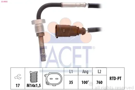 Sensor, Abgastemperatur FACET 22.0002 Bild Sensor, Abgastemperatur FACET 22.0002