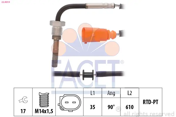 Sensor, Abgastemperatur FACET 22.0019