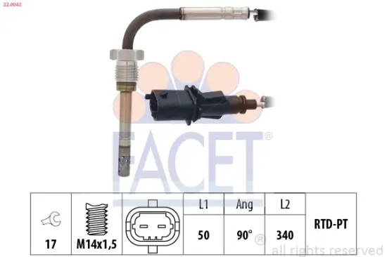 Sensor, Abgastemperatur FACET 22.0042 Bild Sensor, Abgastemperatur FACET 22.0042