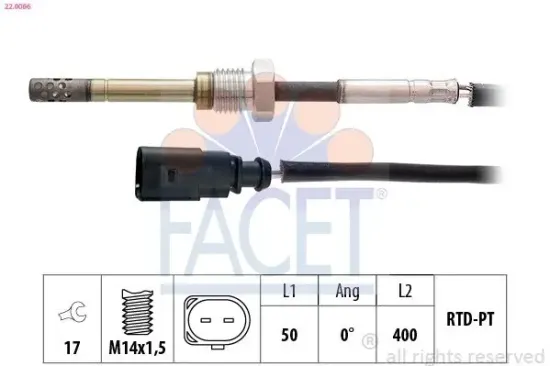 Sensor, Abgastemperatur FACET 22.0066 Bild Sensor, Abgastemperatur FACET 22.0066