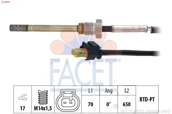 Sensor, Abgastemperatur FACET 22.0069