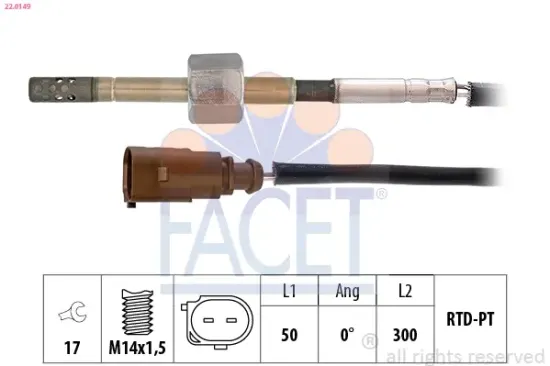 Sensor, Abgastemperatur FACET 22.0149 Bild Sensor, Abgastemperatur FACET 22.0149