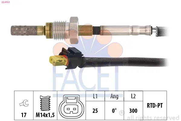 Sensor, Abgastemperatur FACET 22.0151