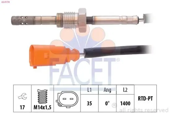 Sensor, Abgastemperatur FACET 22.0174 Bild Sensor, Abgastemperatur FACET 22.0174