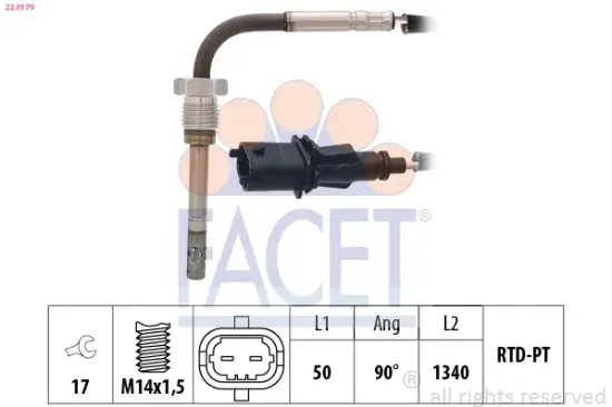 Sensor, Abgastemperatur FACET 22.0179 Bild Sensor, Abgastemperatur FACET 22.0179