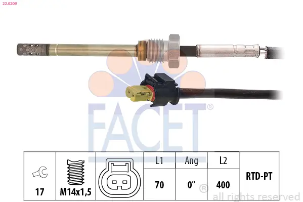Sensor, Abgastemperatur FACET 22.0209