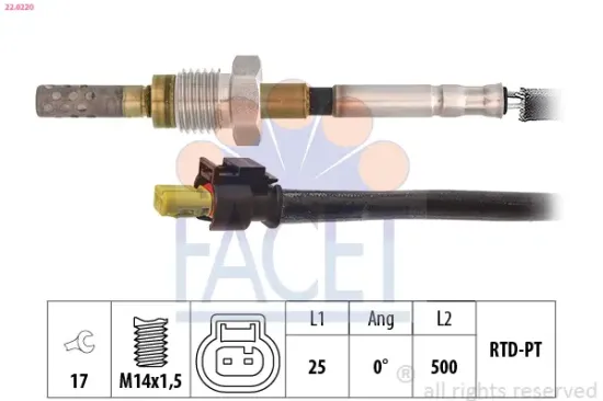 Sensor, Abgastemperatur FACET 22.0220 Bild Sensor, Abgastemperatur FACET 22.0220