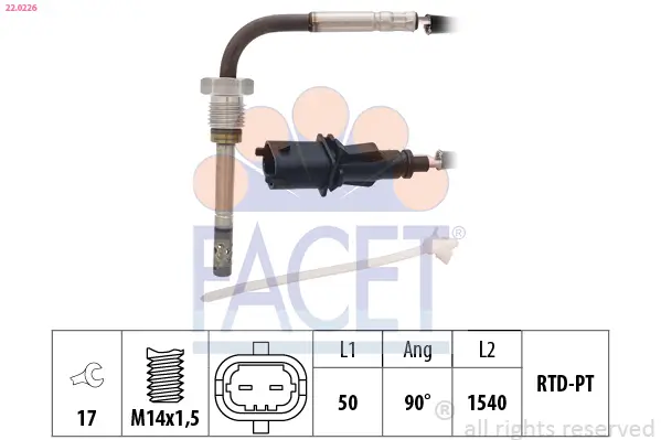 Sensor, Abgastemperatur FACET 22.0226