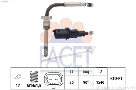 Sensor, Abgastemperatur FACET 22.0226 Bild Sensor, Abgastemperatur FACET 22.0226