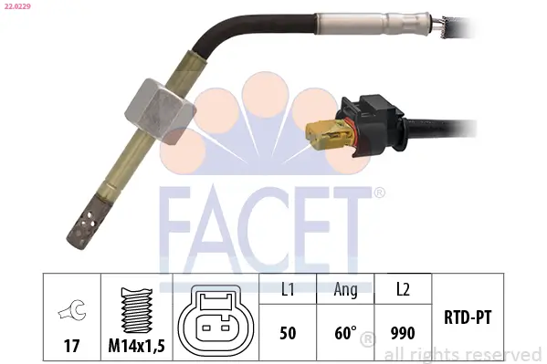 Sensor, Abgastemperatur FACET 22.0229