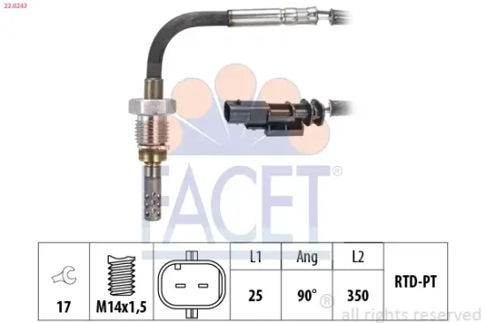 Sensor, Abgastemperatur FACET 22.0243 Bild Sensor, Abgastemperatur FACET 22.0243