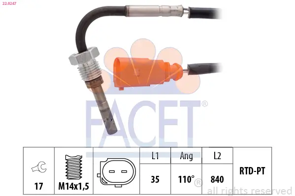 Sensor, Abgastemperatur FACET 22.0247