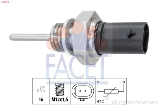 Sensor, Abgastemperatur FACET 22.0260 Bild Sensor, Abgastemperatur FACET 22.0260