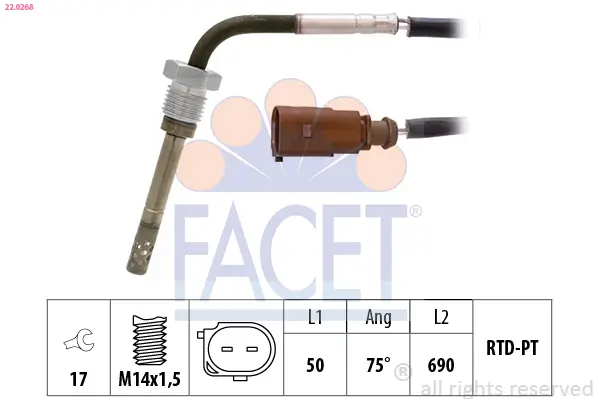 Sensor, Abgastemperatur FACET 22.0268