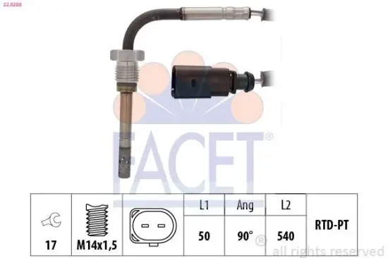 Sensor, Abgastemperatur FACET 22.0288 Bild Sensor, Abgastemperatur FACET 22.0288