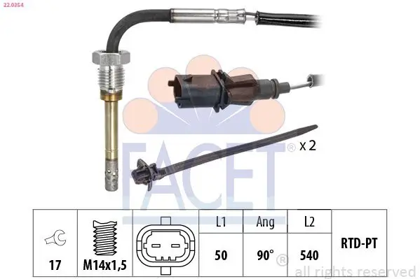 Sensor, Abgastemperatur FACET 22.0354