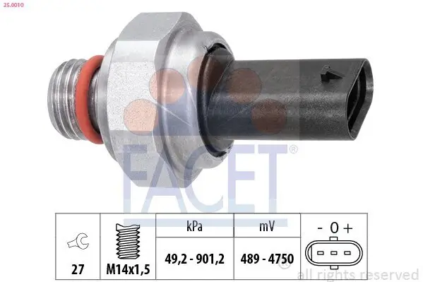 Sensor, Abgasdruck FACET 25.0010