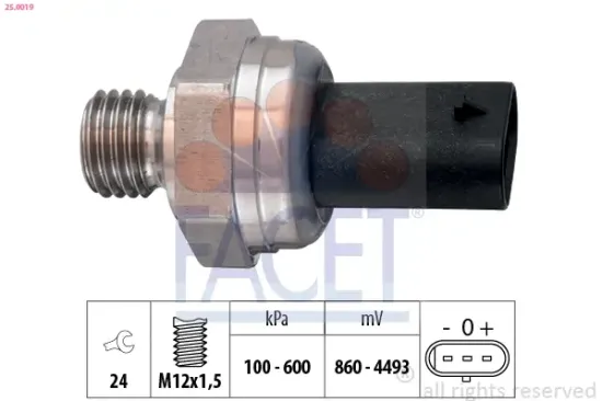 Sensor, Abgasdruck FACET 25.0019 Bild Sensor, Abgasdruck FACET 25.0019