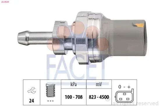 Sensor, Abgasdruck FACET 25.0029 Bild Sensor, Abgasdruck FACET 25.0029