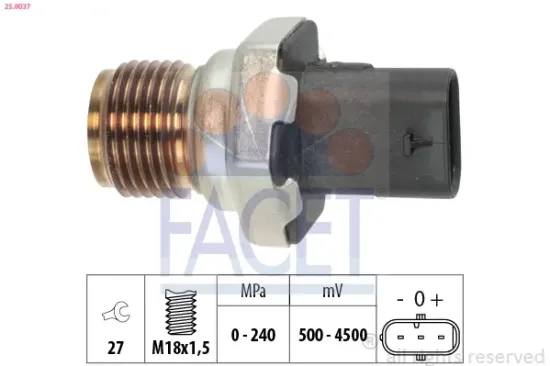 Sensor, Kraftstoffdruck FACET 25.0037 Bild Sensor, Kraftstoffdruck FACET 25.0037