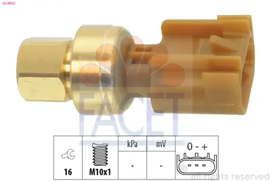 Sensor, Kraftstoffdruck FACET 25.0062 Bild Sensor, Kraftstoffdruck FACET 25.0062