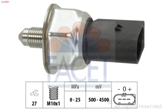 Sensor, Kraftstoffdruck FACET 25.0097 Bild Sensor, Kraftstoffdruck FACET 25.0097