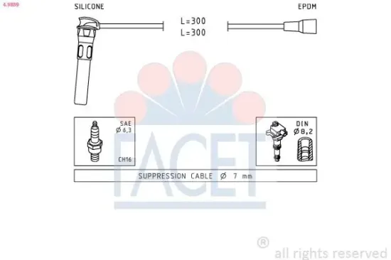 Zündleitungssatz FACET 4.9889 Bild Zündleitungssatz FACET 4.9889