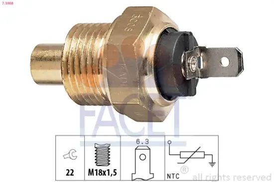 Sensor, Kühlmitteltemperatur FACET 7.3008 Bild Sensor, Kühlmitteltemperatur FACET 7.3008