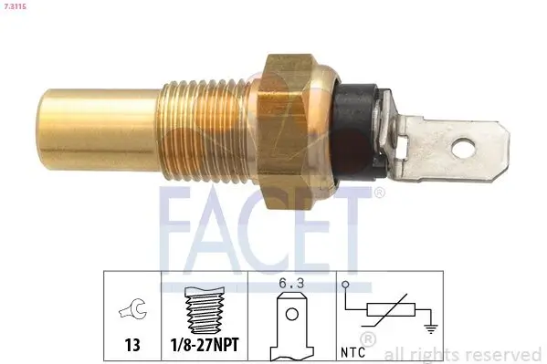 Sensor, Kühlmitteltemperatur FACET 7.3115