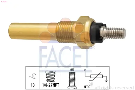 Sensor, Kühlmitteltemperatur FACET 7.3135 Bild Sensor, Kühlmitteltemperatur FACET 7.3135