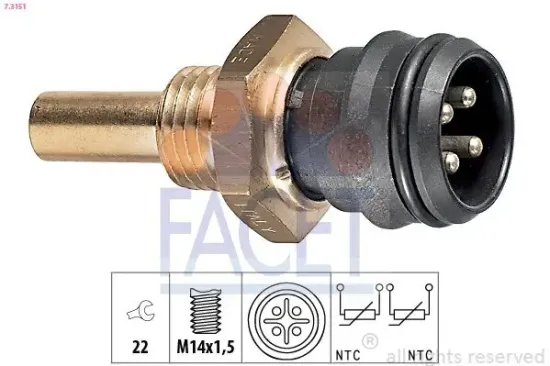 Sensor, Kühlmitteltemperatur FACET 7.3151 Bild Sensor, Kühlmitteltemperatur FACET 7.3151