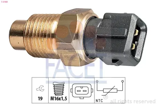 Sensor, Kühlmitteltemperatur FACET 7.3160 Bild Sensor, Kühlmitteltemperatur FACET 7.3160